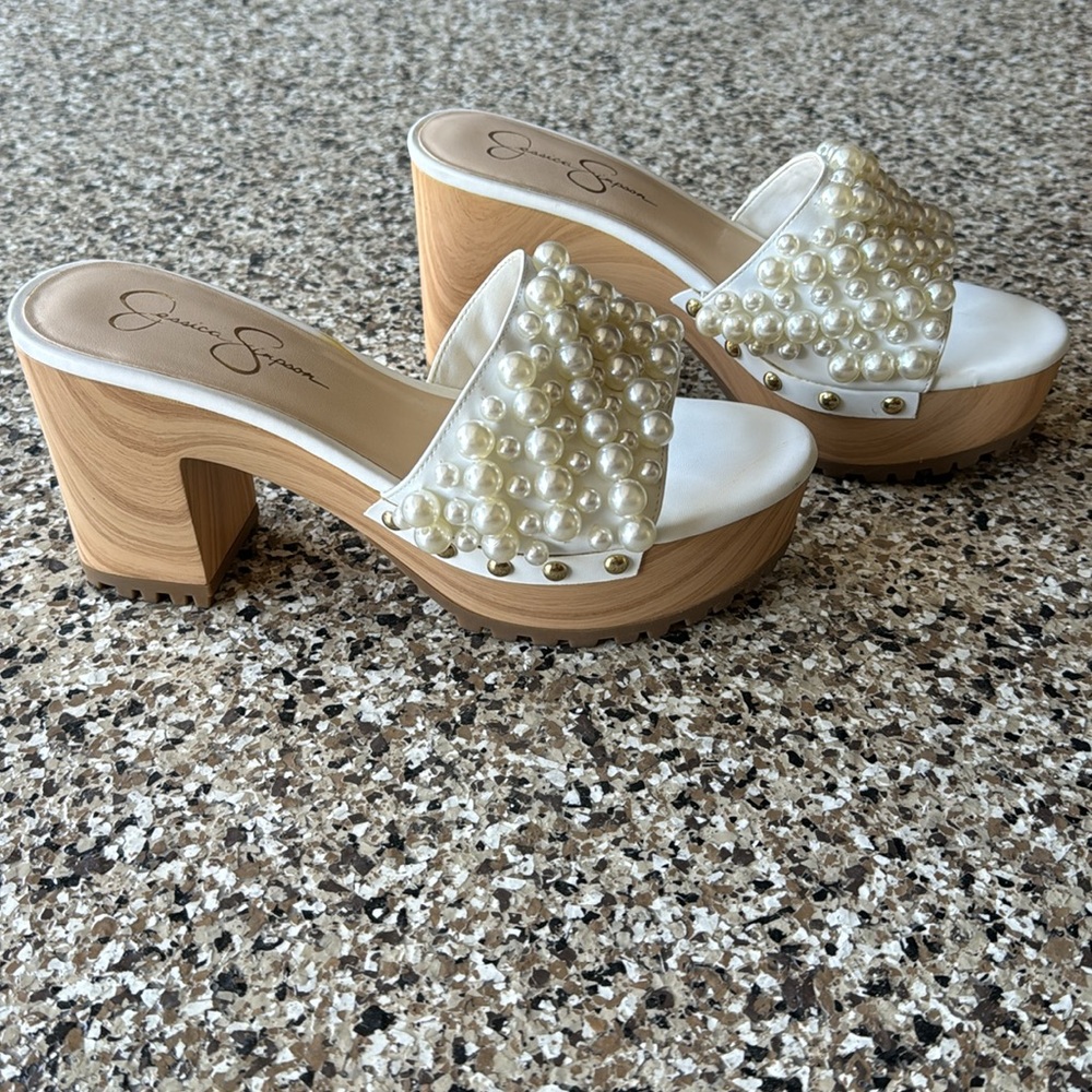 Pearl wooden heels